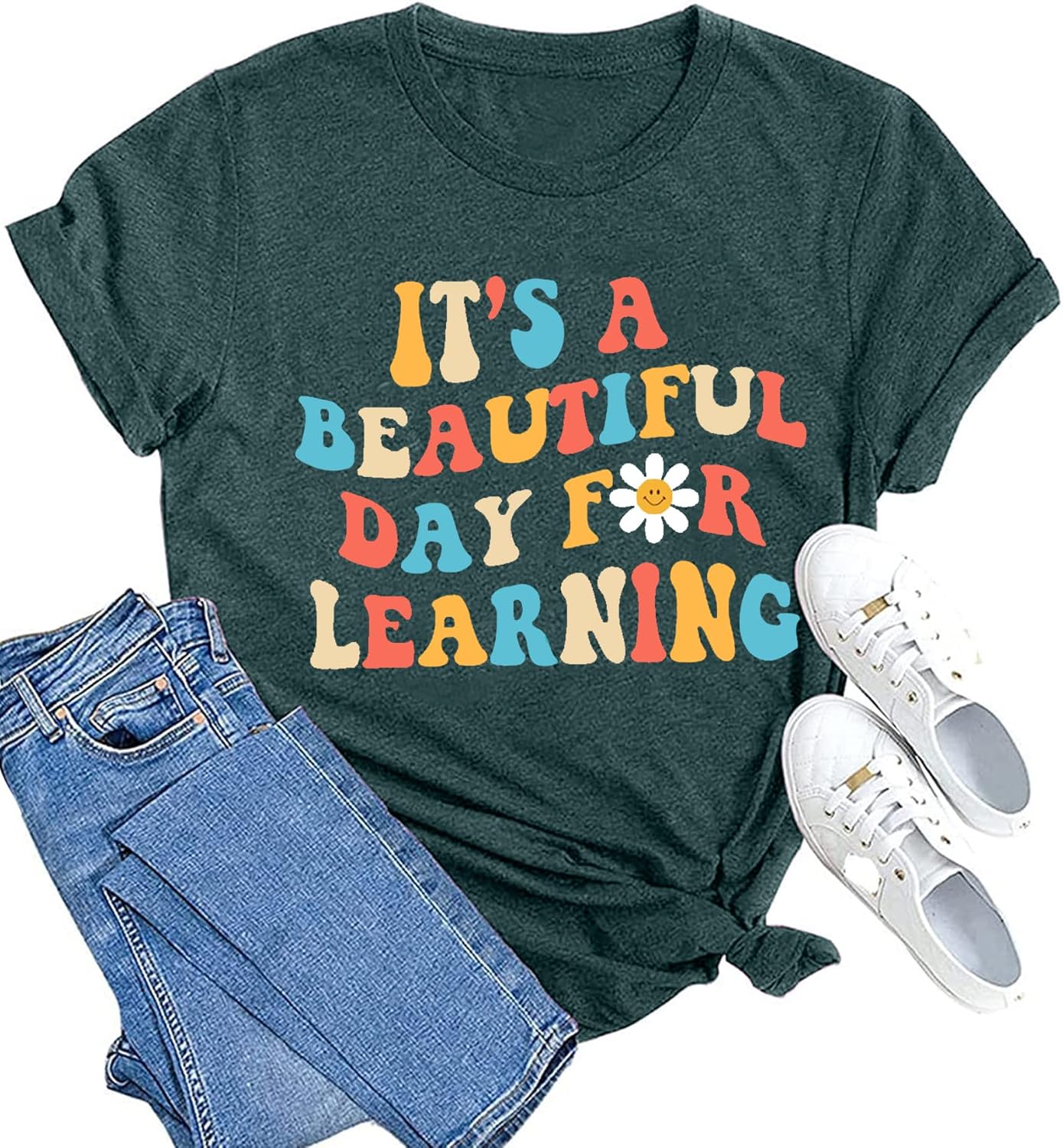 MAIHUN Women Teacher Life Shirt Teacher Gift Short Sleeve Shirts It s a Beautiful Day for Learning - Image 30