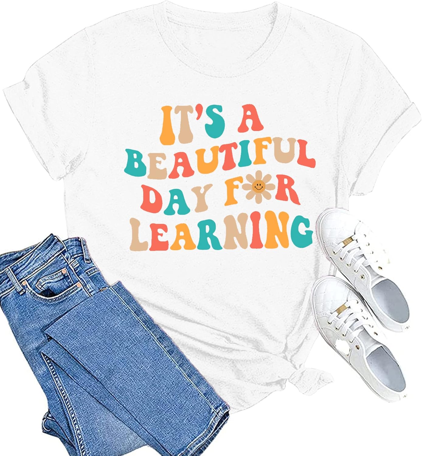 MAIHUN Women Teacher Life Shirt Teacher Gift Short Sleeve Shirts It s a Beautiful Day for Learning