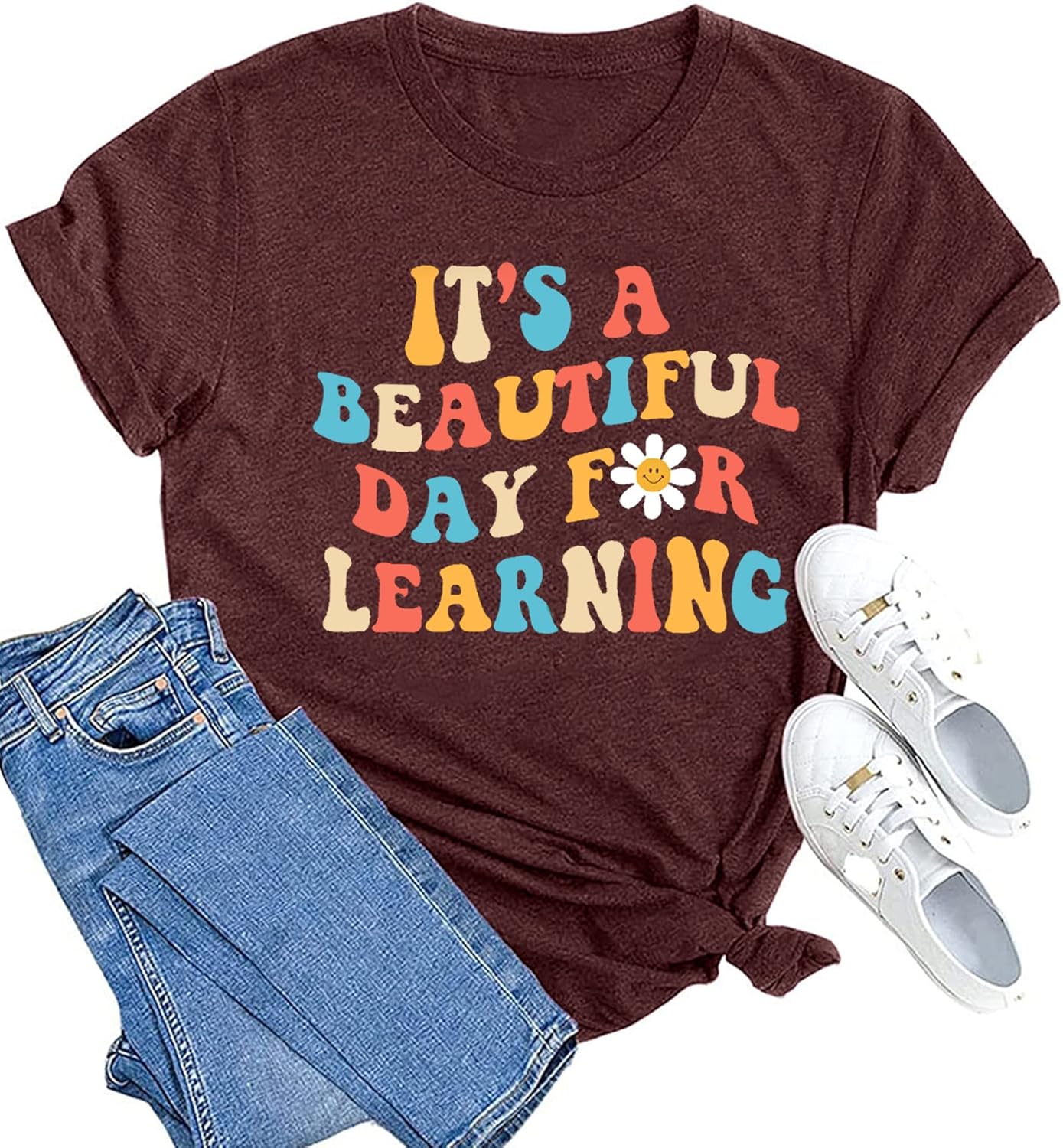 MAIHUN Women Teacher Life Shirt Teacher Gift Short Sleeve Shirts It s a Beautiful Day for Learning - Image 24