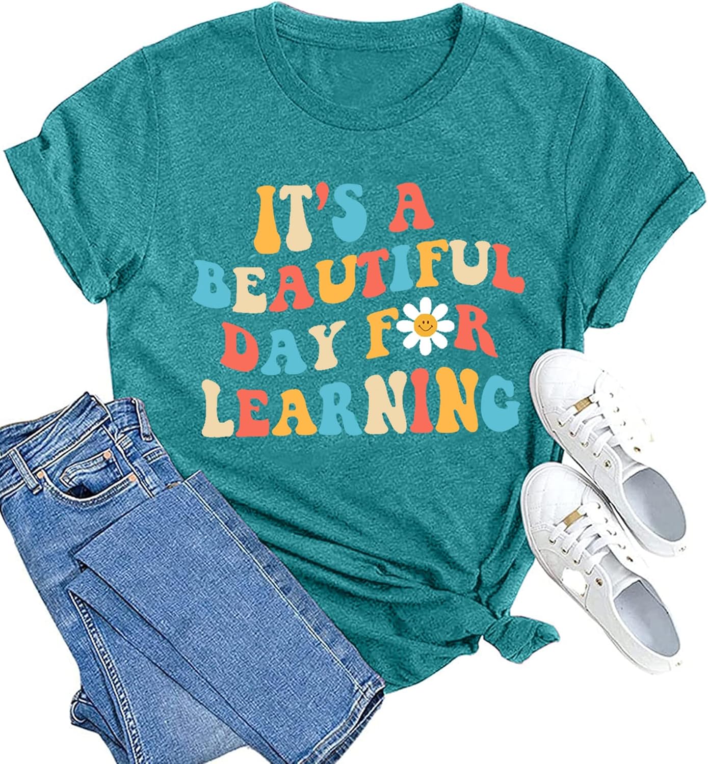 MAIHUN Women Teacher Life Shirt Teacher Gift Short Sleeve Shirts It s a Beautiful Day for Learning - Image 28