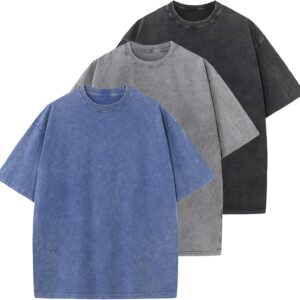 Men's Cotton T-Shirts Oversized Unisex Short Sleeves Casual Loose Wash Solid Basic Tee Tops