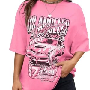 MISSACTIVER Women\u2019s Oversized Graphic Print T-Shirt Cartoon Drop Shoulder Short Sleeve Casual Graphics Tee Shirt