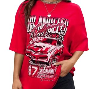 MISSACTIVER Women\u2019s Oversized Graphic Print T-Shirt Cartoon Drop Shoulder Short Sleeve Casual Graphics Tee Shirt