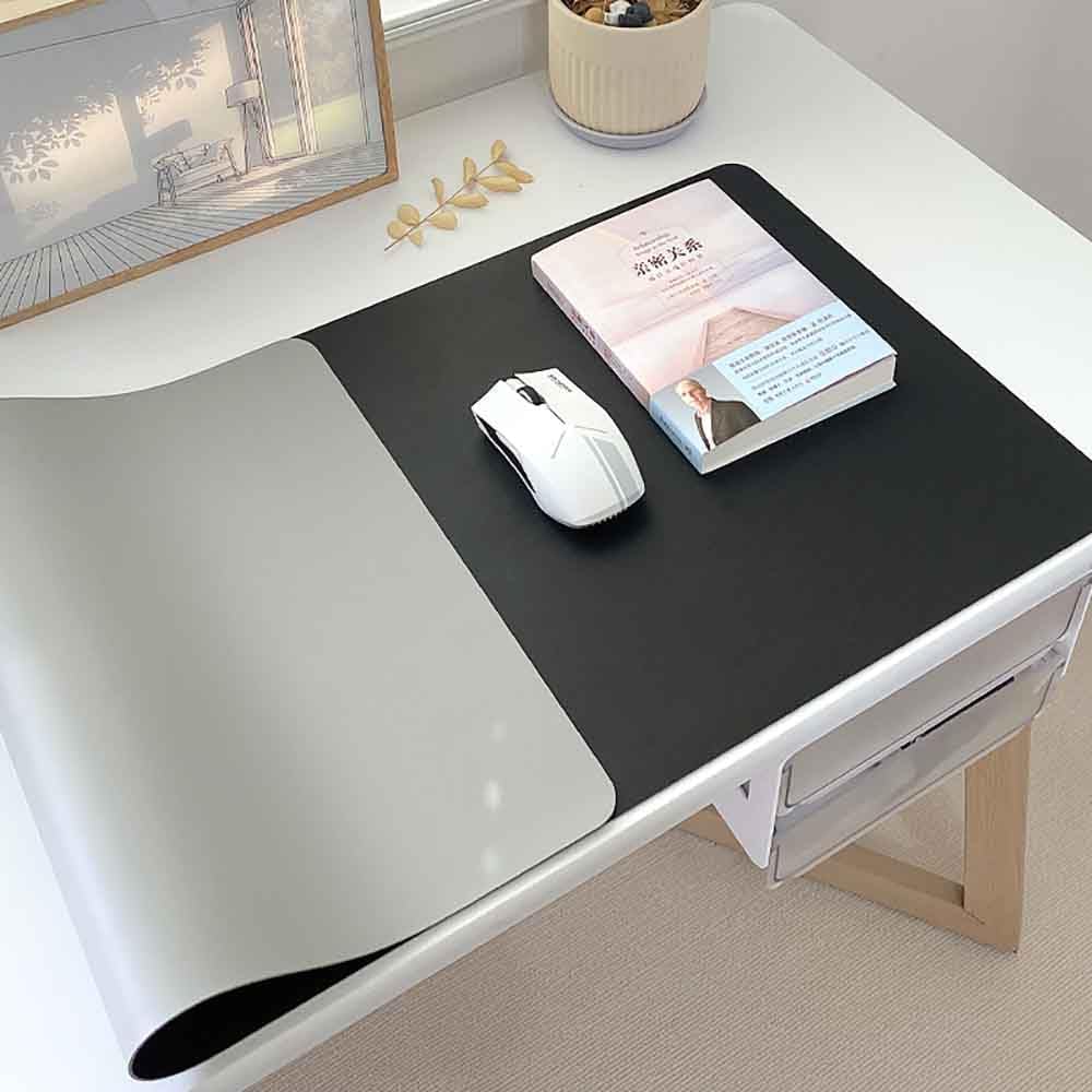 Mouse Pad Desk Mat Nonslip Rubber Base Waterproof Desk Blotter PU Leather Computer Mouse Pad (BlackGray,40x60 cm)