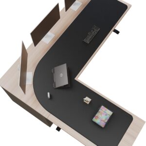 Mydours 61" x 77" x 24" L Shaped Desk Pad (Black), Extra Large Dual-Sided PU Leather Corner Desk Mat Protector for Home Office Computer Gaming