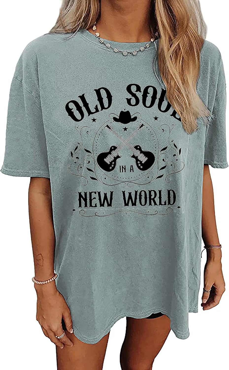 Nashville Music City T-Shirt Women Country Music Oversized Shirts Rock Band Tshirt Vintage Guitar Wings Graphic Tees - Image 13