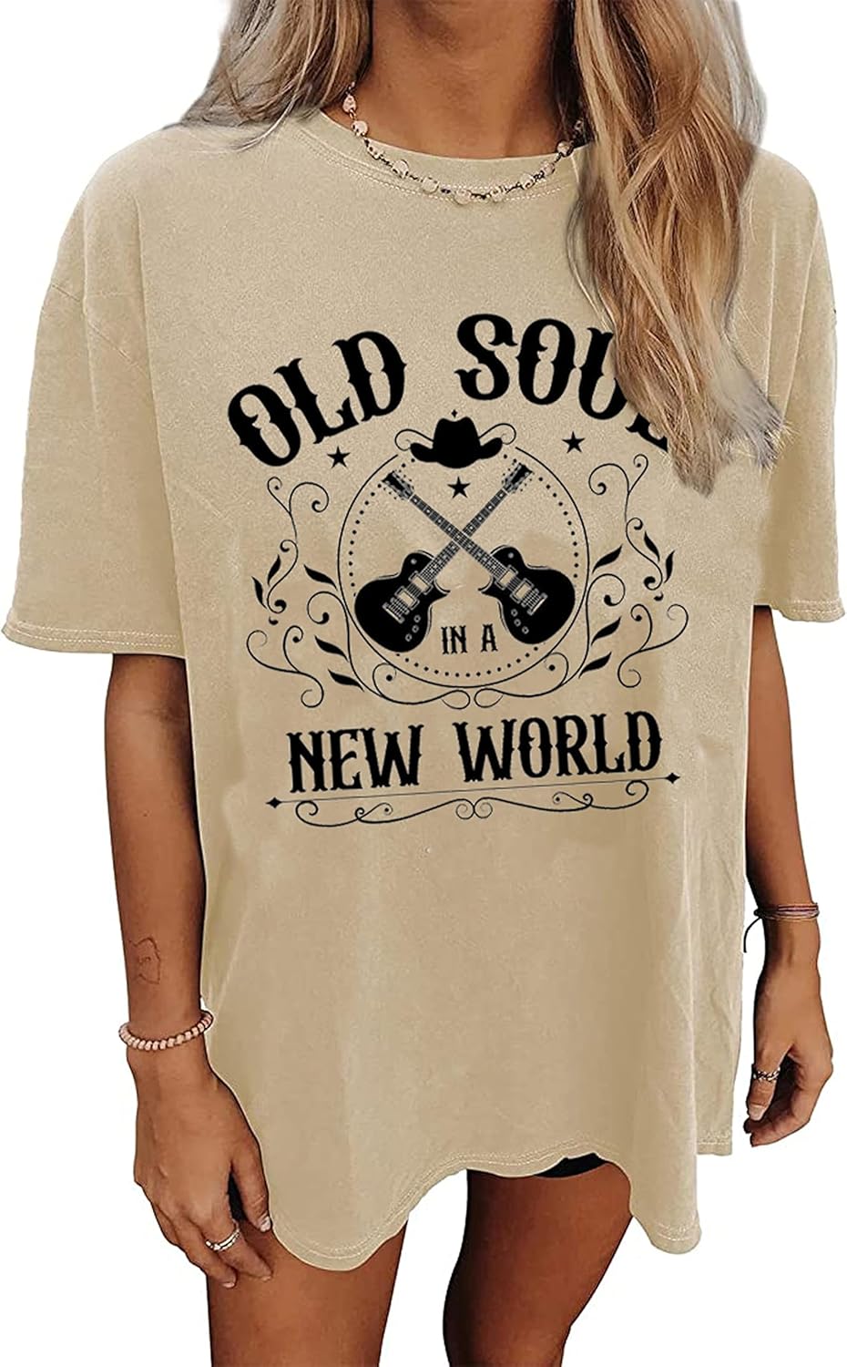 Nashville Music City T-Shirt Women Country Music Oversized Shirts Rock Band Tshirt Vintage Guitar Wings Graphic Tees - Image 17