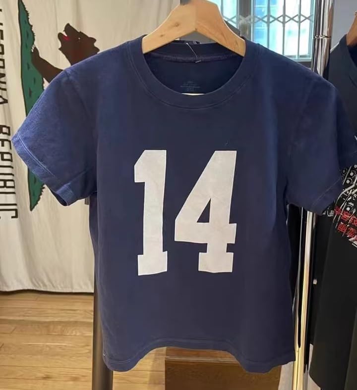 Number 14 Fitted Tee Jersey Summer Crop Top Short Sleeve Y2k Shirt Graphic Baby Tee Women - Image 3