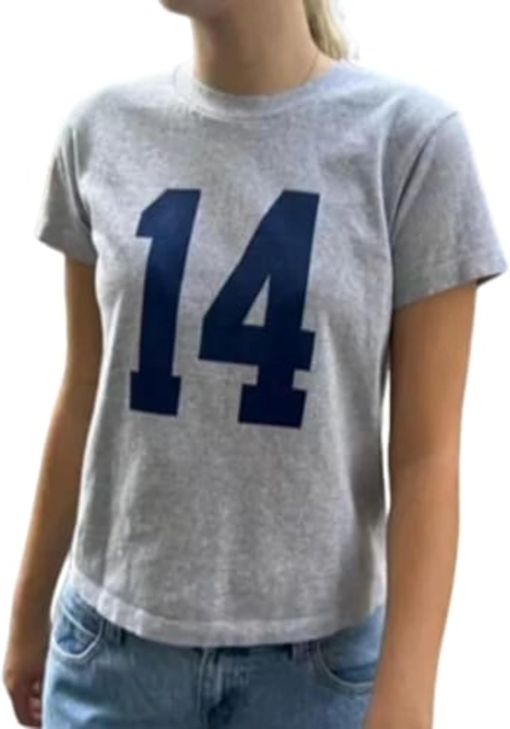 Number 14 Fitted Tee Jersey Summer Crop Top Short Sleeve Y2k Shirt Graphic Baby Tee Women - Image 5