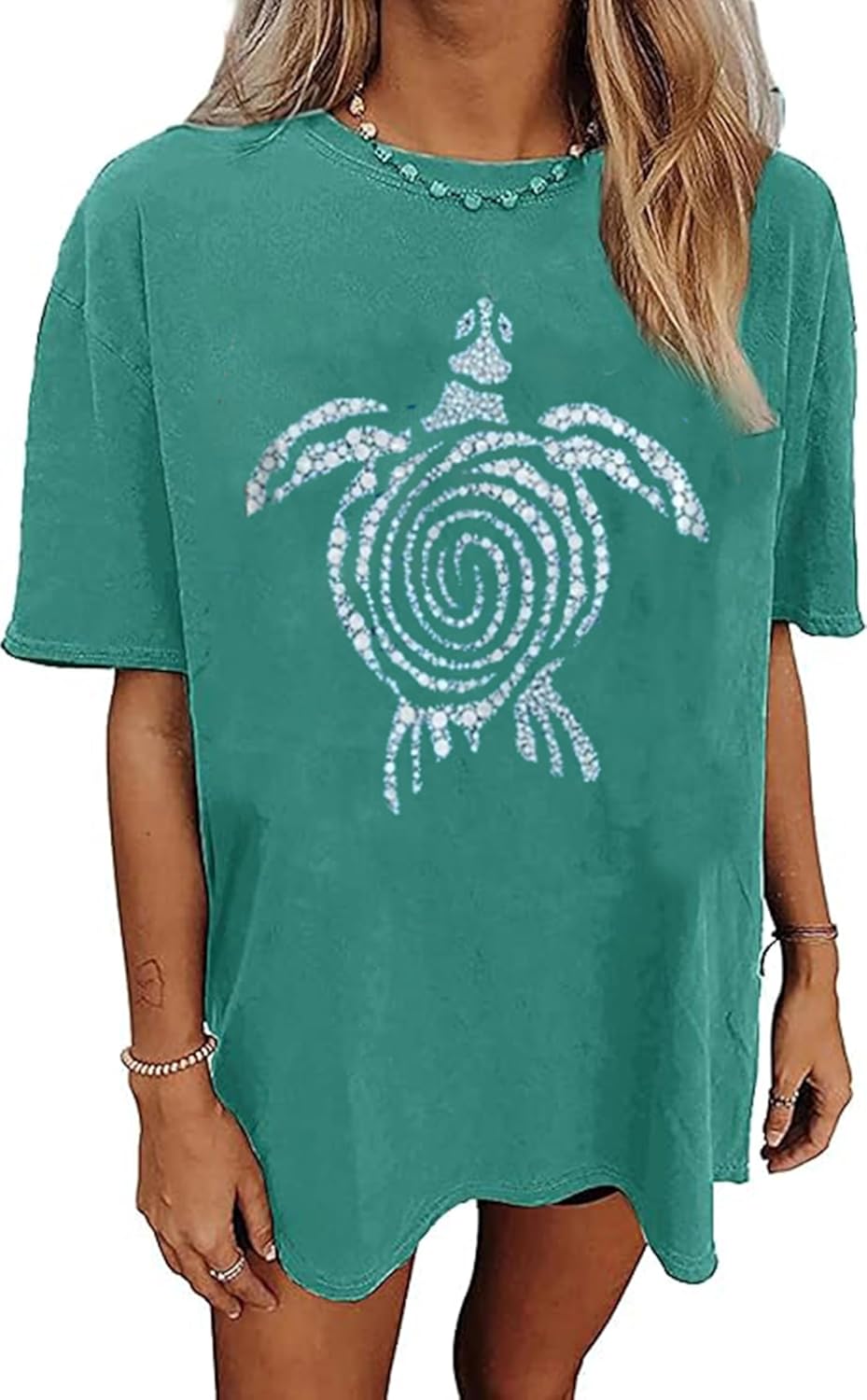 Oversized Graphic Tee Shirt for Women Summer Beach Vacation Clothes Casual Short Sleeve Loose Fit Basic T Shirt Top - Image 11