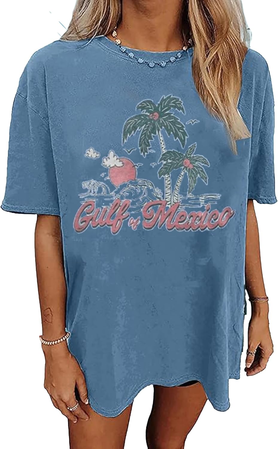 Oversized Graphic Tee Shirt for Women Summer Beach Vacation Clothes Casual Short Sleeve Loose Fit Basic T Shirt Top - Image 18