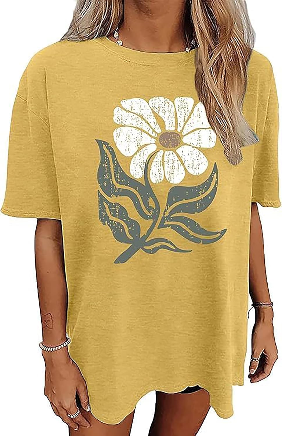 Oversized Graphic Tee Shirt for Women Summer Beach Vacation Clothes Casual Short Sleeve Loose Fit Basic T Shirt Top - Image 3