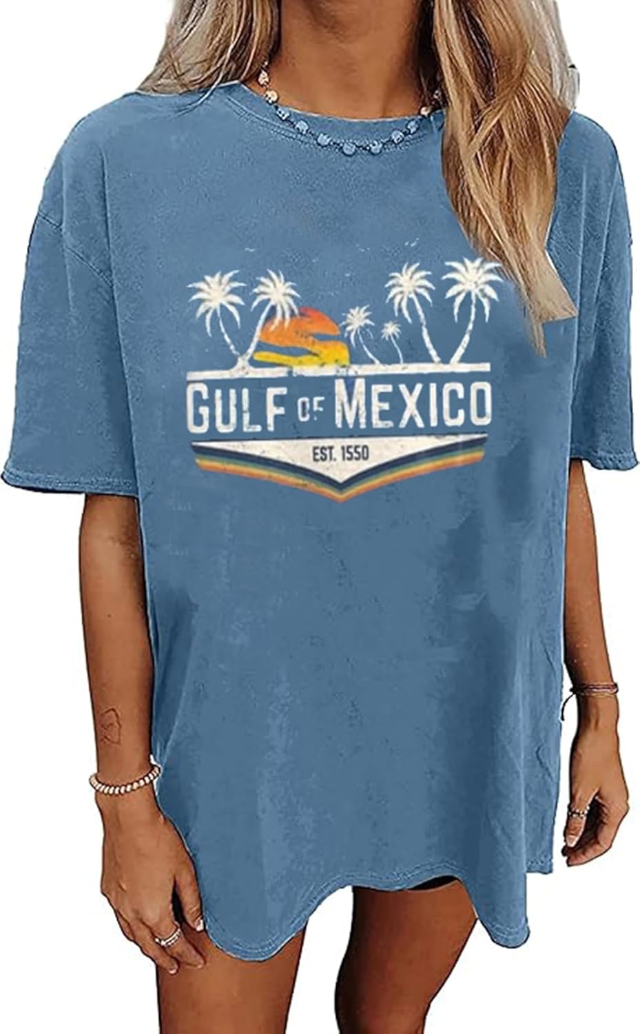 Oversized Graphic Tee Shirt for Women Summer Beach Vacation Clothes Casual Short Sleeve Loose Fit Basic T Shirt Top - Image 17