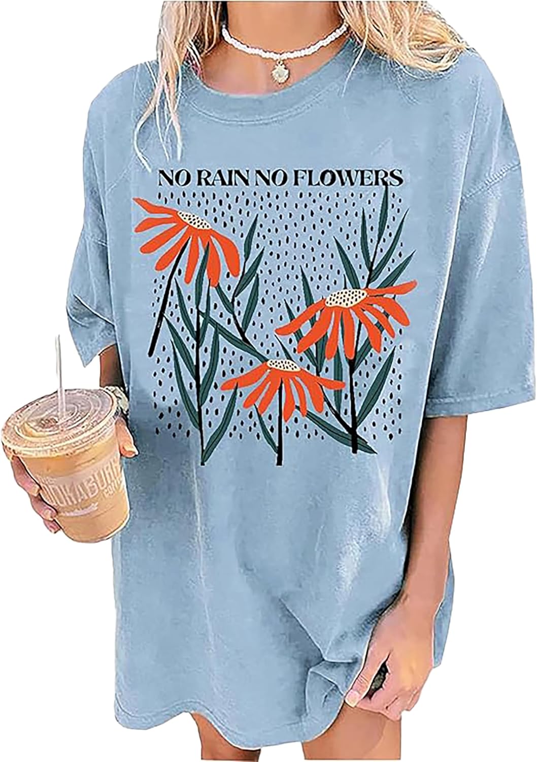 Oversized Graphic Tee Shirt for Women Summer Beach Vacation Clothes Casual Short Sleeve Loose Fit Basic T Shirt Top - Image 15