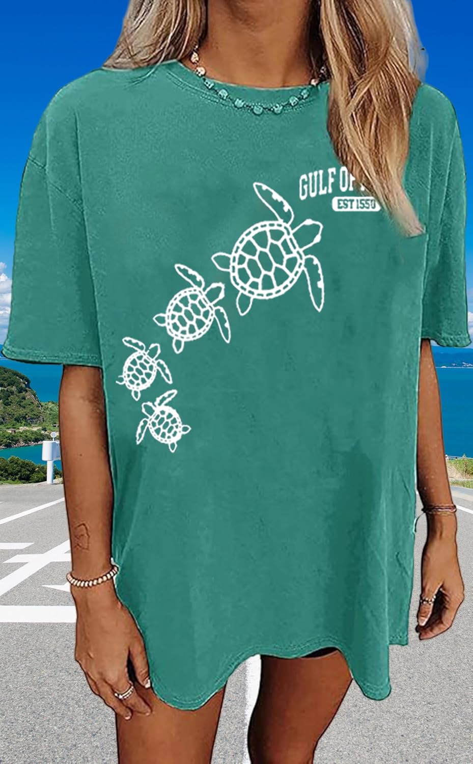 Oversized Graphic Tee Shirt for Women Summer Beach Vacation Clothes Casual Short Sleeve Loose Fit Basic T Shirt Top - Image 2