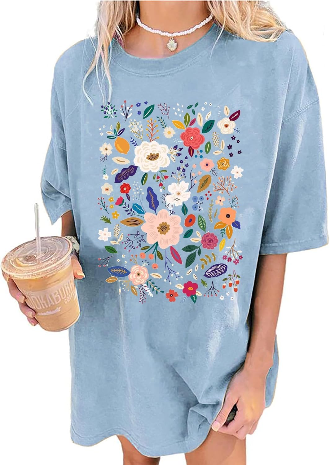 Oversized Graphic Tee Shirt for Women Summer Beach Vacation Clothes Casual Short Sleeve Loose Fit Basic T Shirt Top - Image 10