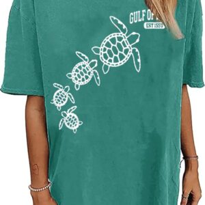 Oversized Graphic Tee Shirt for Women Summer Beach Vacation Clothes Casual Short Sleeve Loose Fit Basic T Shirt Top