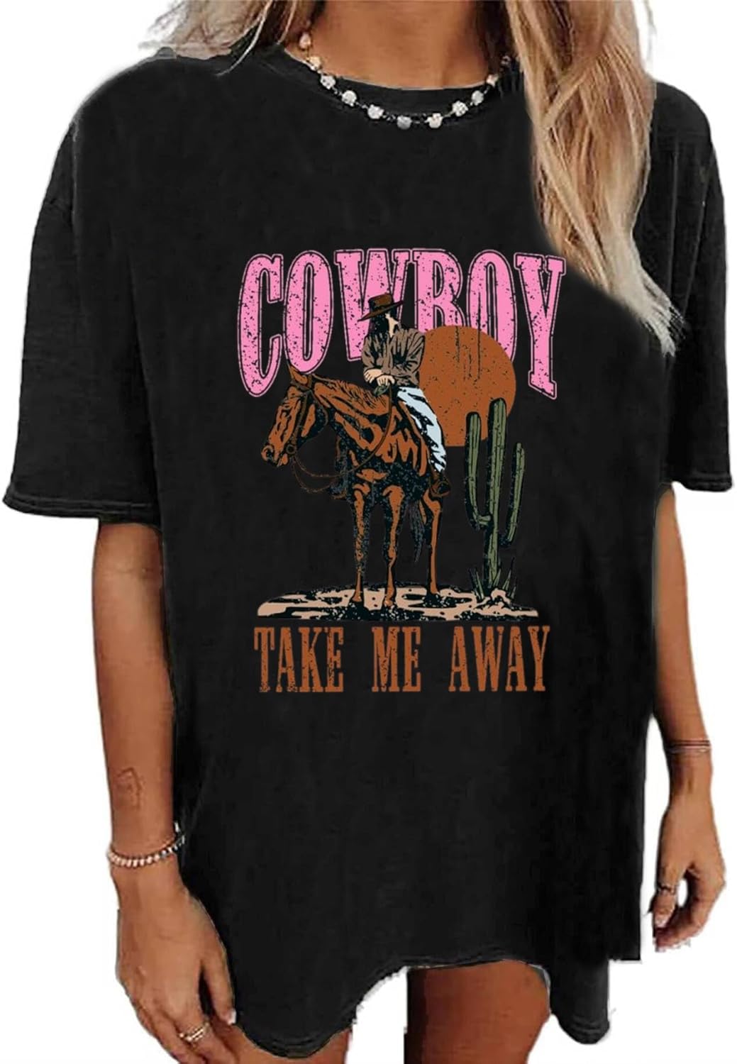 Oversized Wild West Cowboys T-Shirt for Women Vintage Country Music Tee Western Rodeo Graphic Tee Short Sleeve Loose Top - Image 12