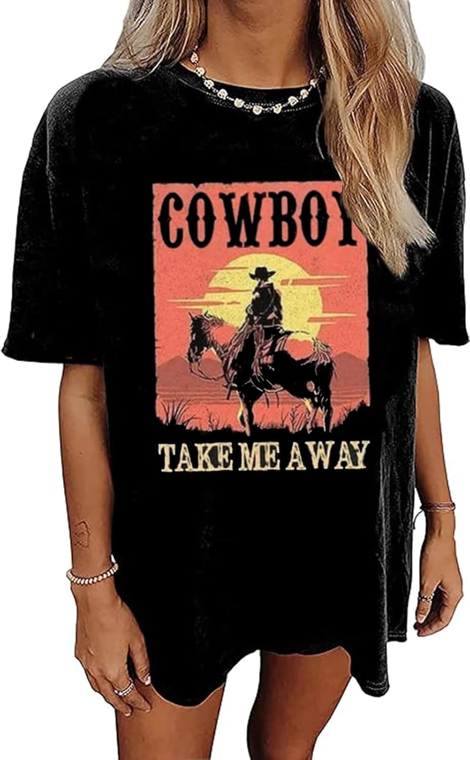 Oversized Wild West Cowboys T-Shirt for Women Vintage Country Music Tee Western Rodeo Graphic Tee Short Sleeve Loose Top - Image 8
