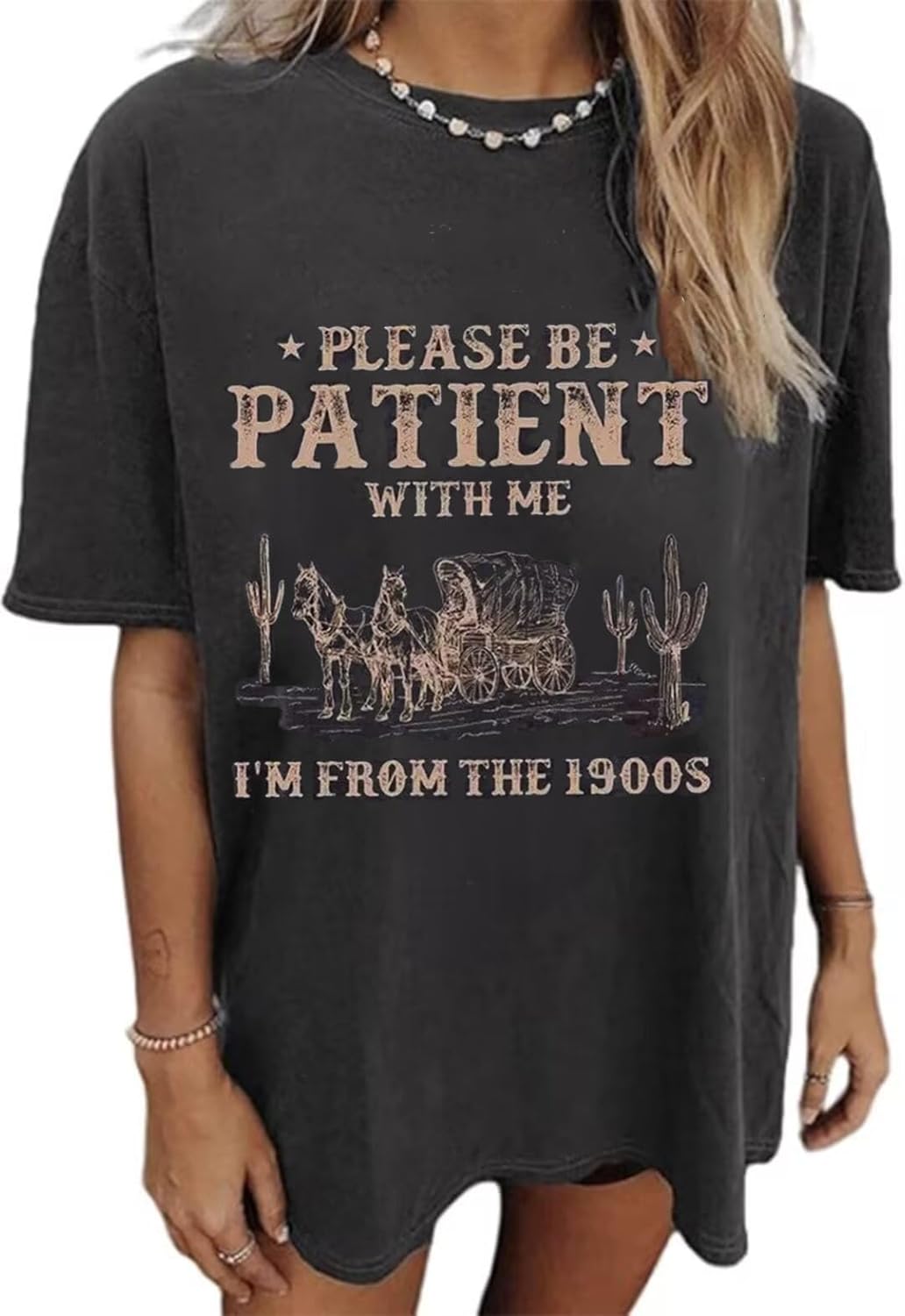 Oversized Wild West Cowboys T-Shirt for Women Vintage Country Music Tee Western Rodeo Graphic Tee Short Sleeve Loose Top - Image 18