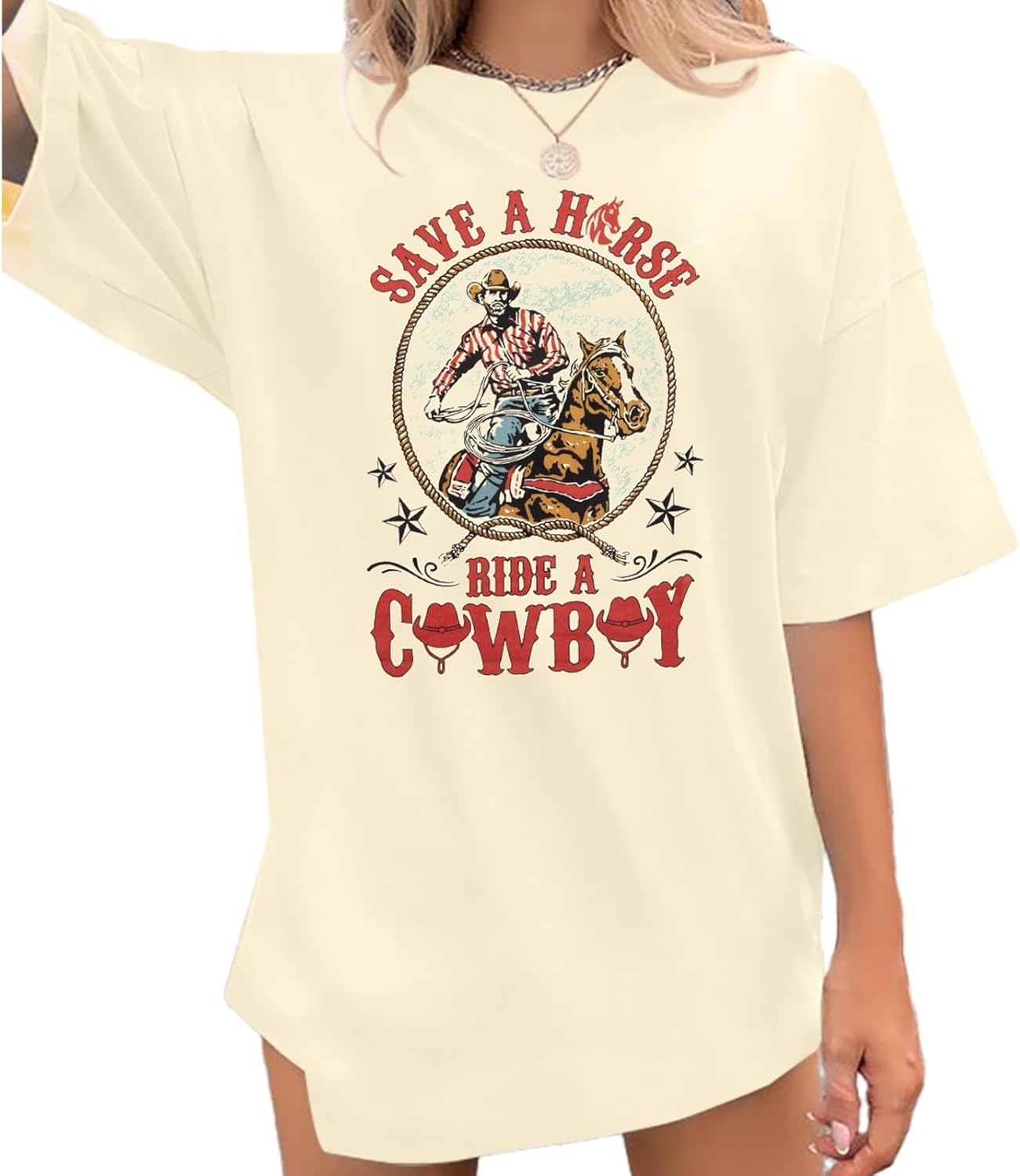 Oversized Wild West Cowboys T-Shirt for Women Vintage Country Music Tee Western Rodeo Graphic Tee Short Sleeve Loose Top - Image 25