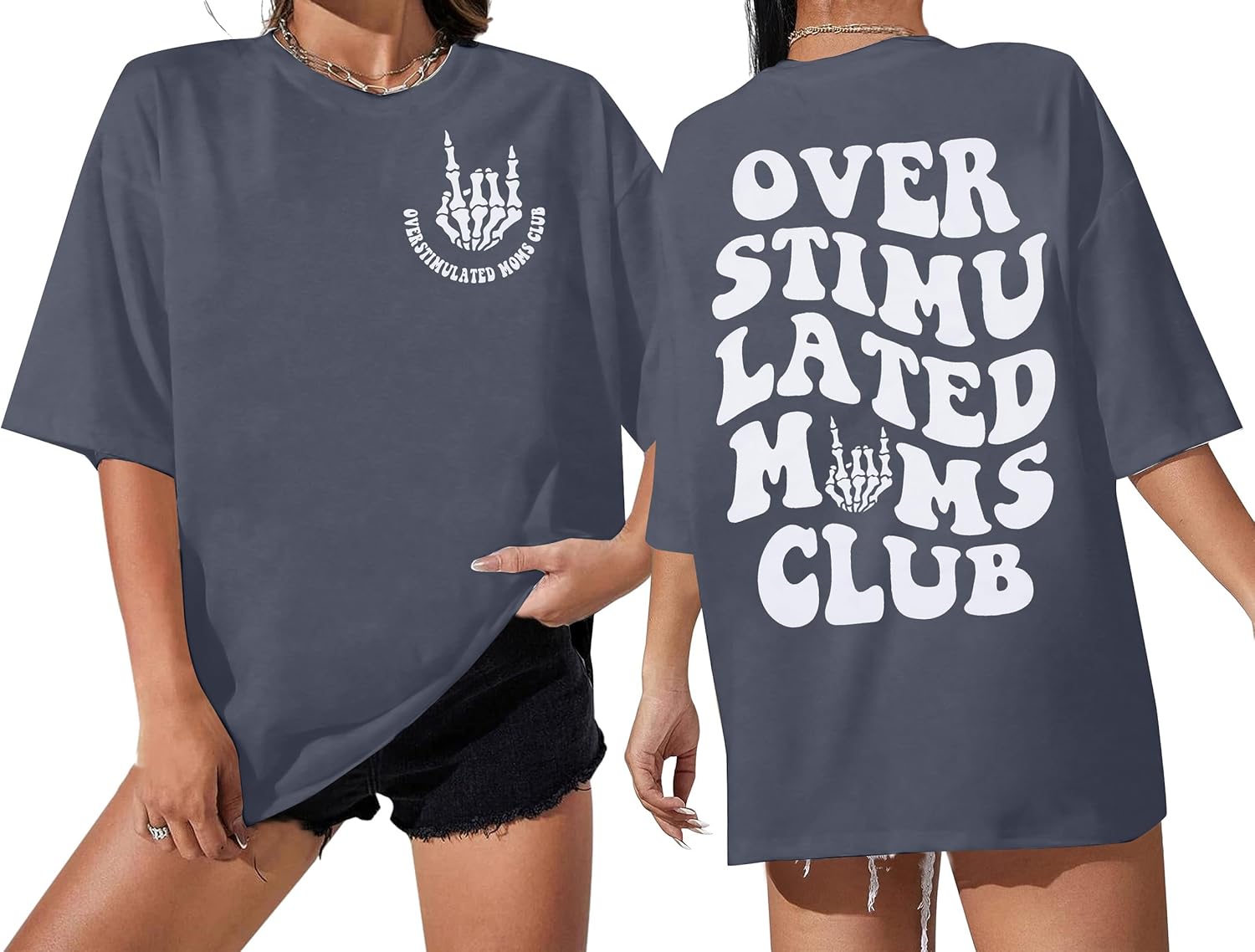 Overstimulated Moms Club Shirt Oversized Mama Shirts Funny Mom Life Graphic Tees Casual Short Sleeve Trendy Tops - Image 8