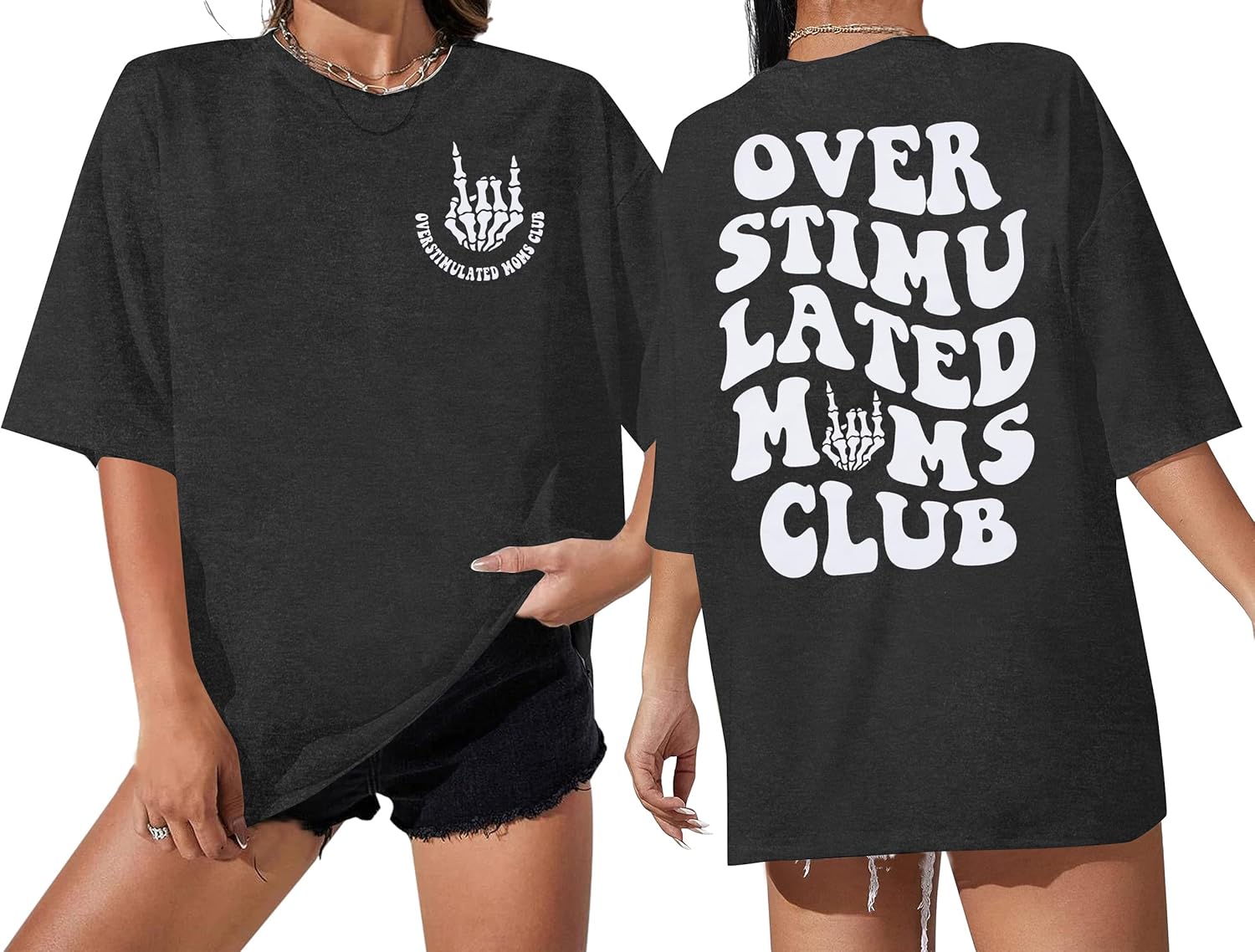 Overstimulated Moms Club Shirt Oversized Mama Shirts Funny Mom Life Graphic Tees Casual Short Sleeve Trendy Tops - Image 10