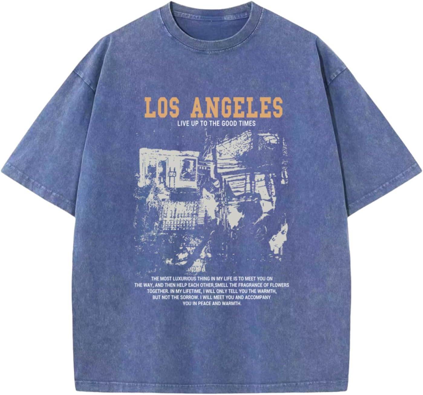 Pairxily Oversized Graphic Tshirts for Men Acid Wash Los Angeles Vintage Tees Streetwear Baggy Cotton Shirts Casual Tops - Image 7