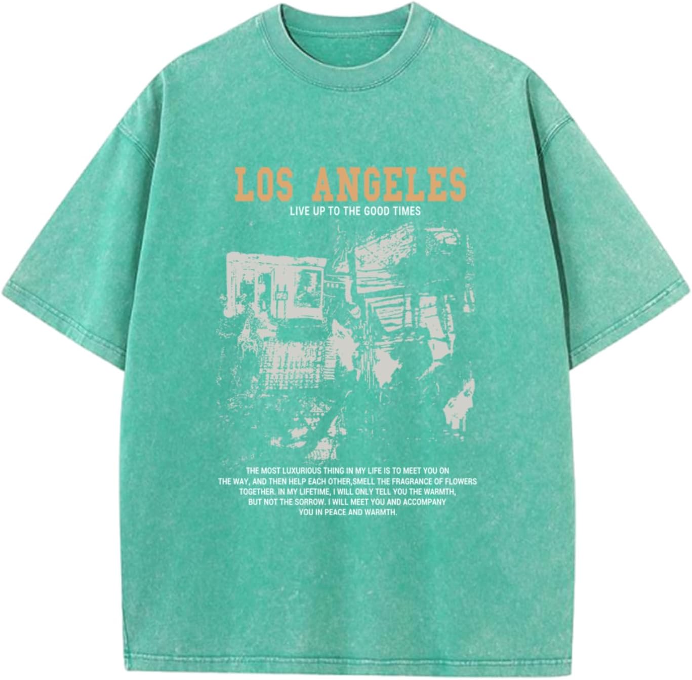 Pairxily Oversized Graphic Tshirts for Men Acid Wash Los Angeles Vintage Tees Streetwear Baggy Cotton Shirts Casual Tops - Image 10