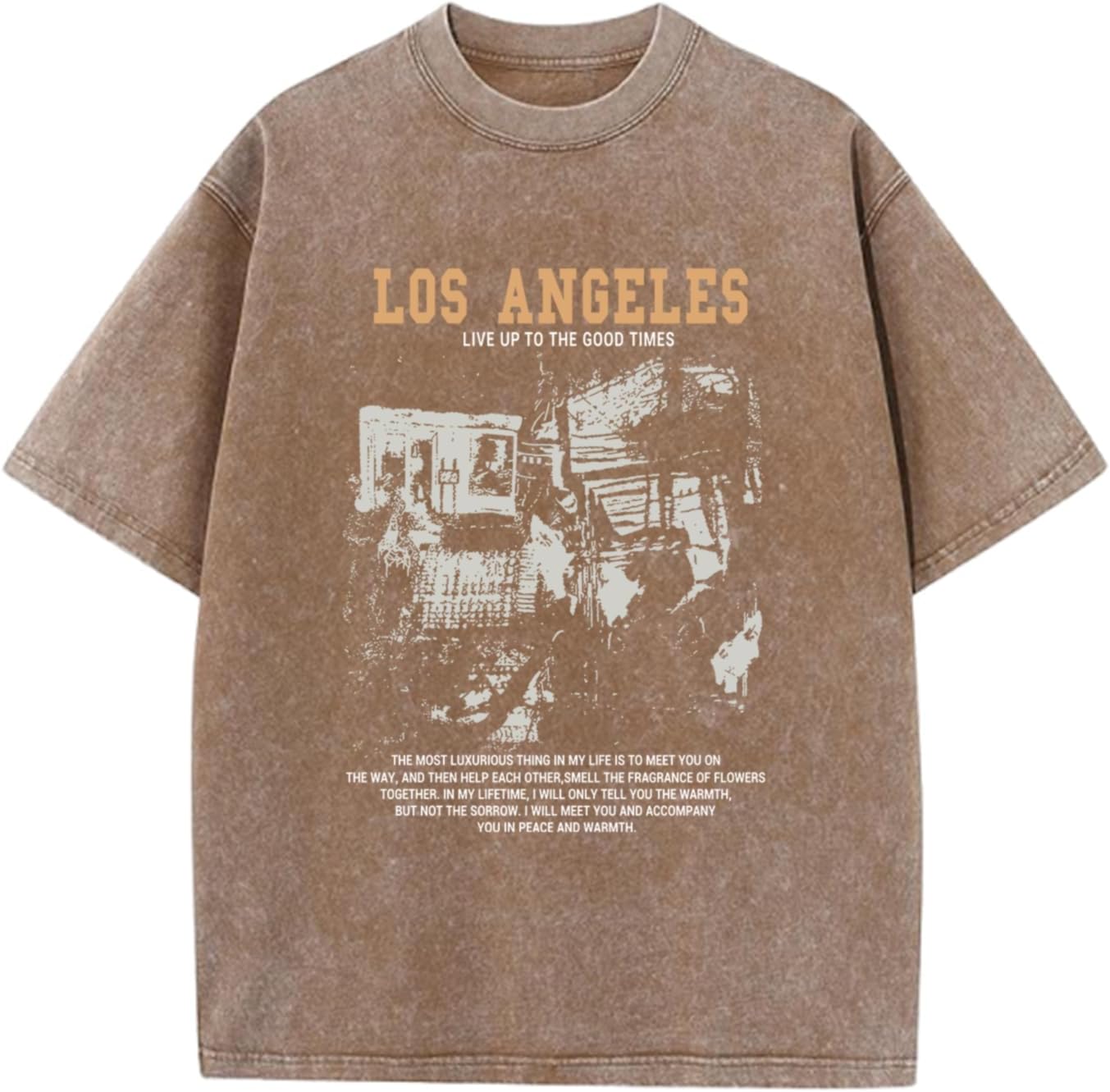 Pairxily Oversized Graphic Tshirts for Men Acid Wash Los Angeles Vintage Tees Streetwear Baggy Cotton Shirts Casual Tops - Image 14