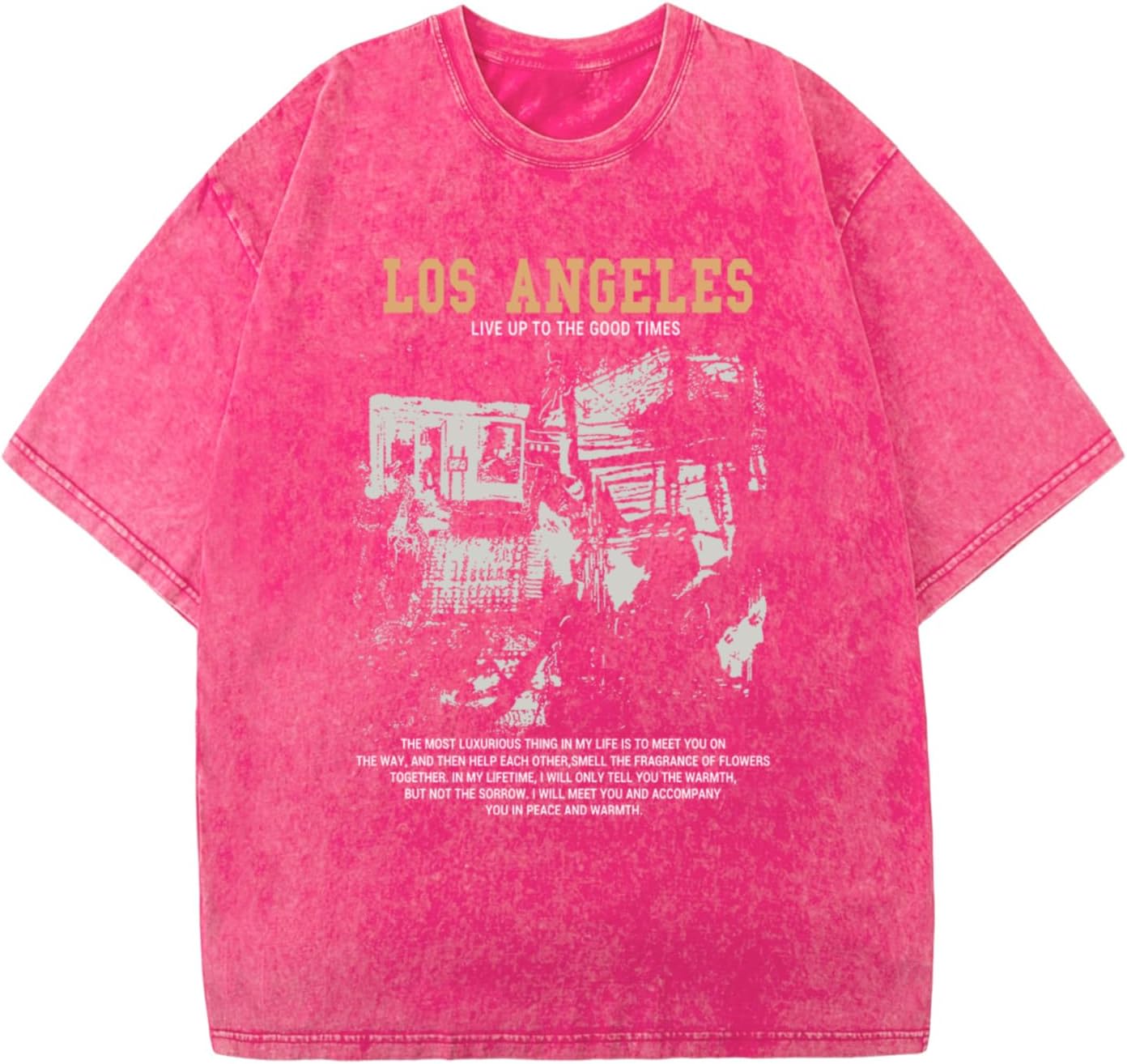 Pairxily Oversized Graphic Tshirts for Men Acid Wash Los Angeles Vintage Tees Streetwear Baggy Cotton Shirts Casual Tops - Image 11