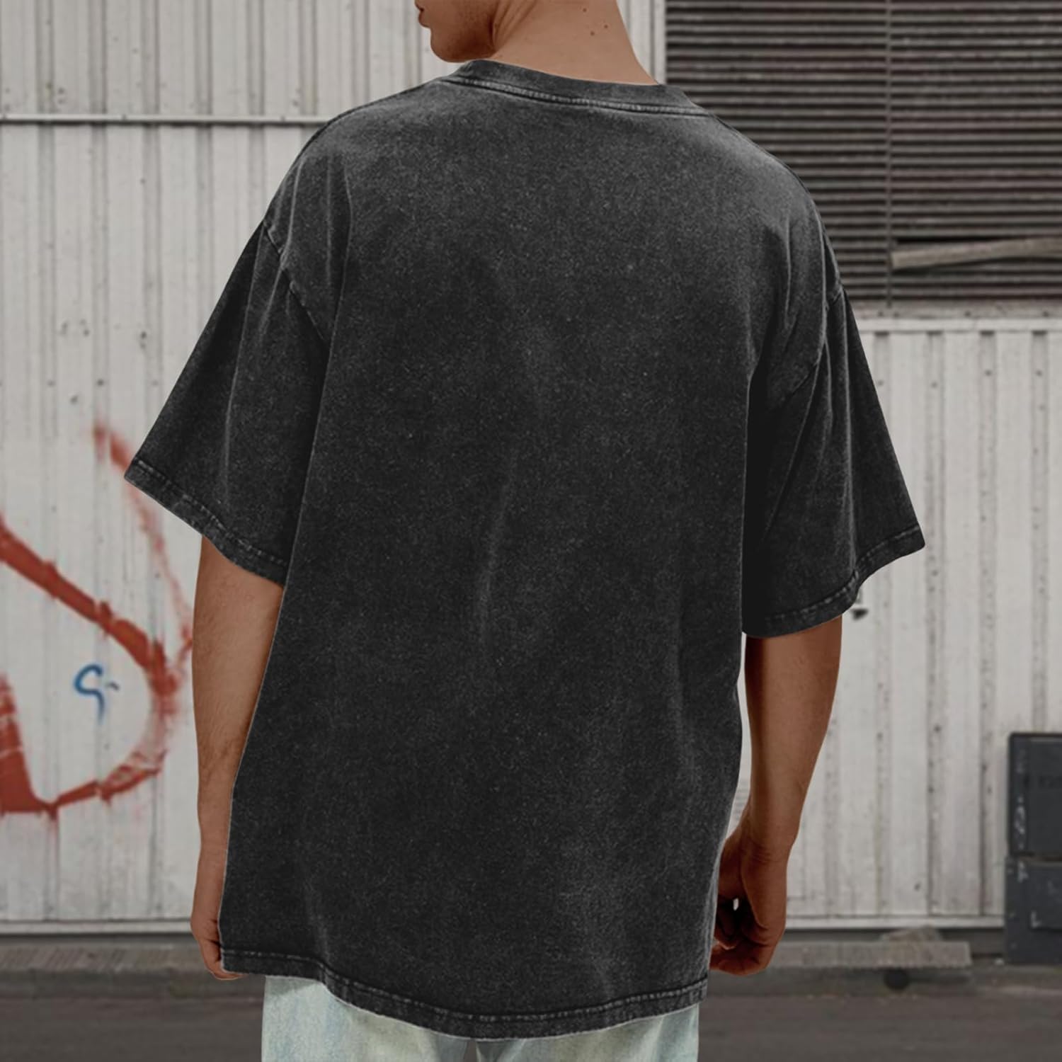 Pairxily Oversized Graphic Tshirts for Men Acid Wash Los Angeles Vintage Tees Streetwear Baggy Cotton Shirts Casual Tops - Image 5