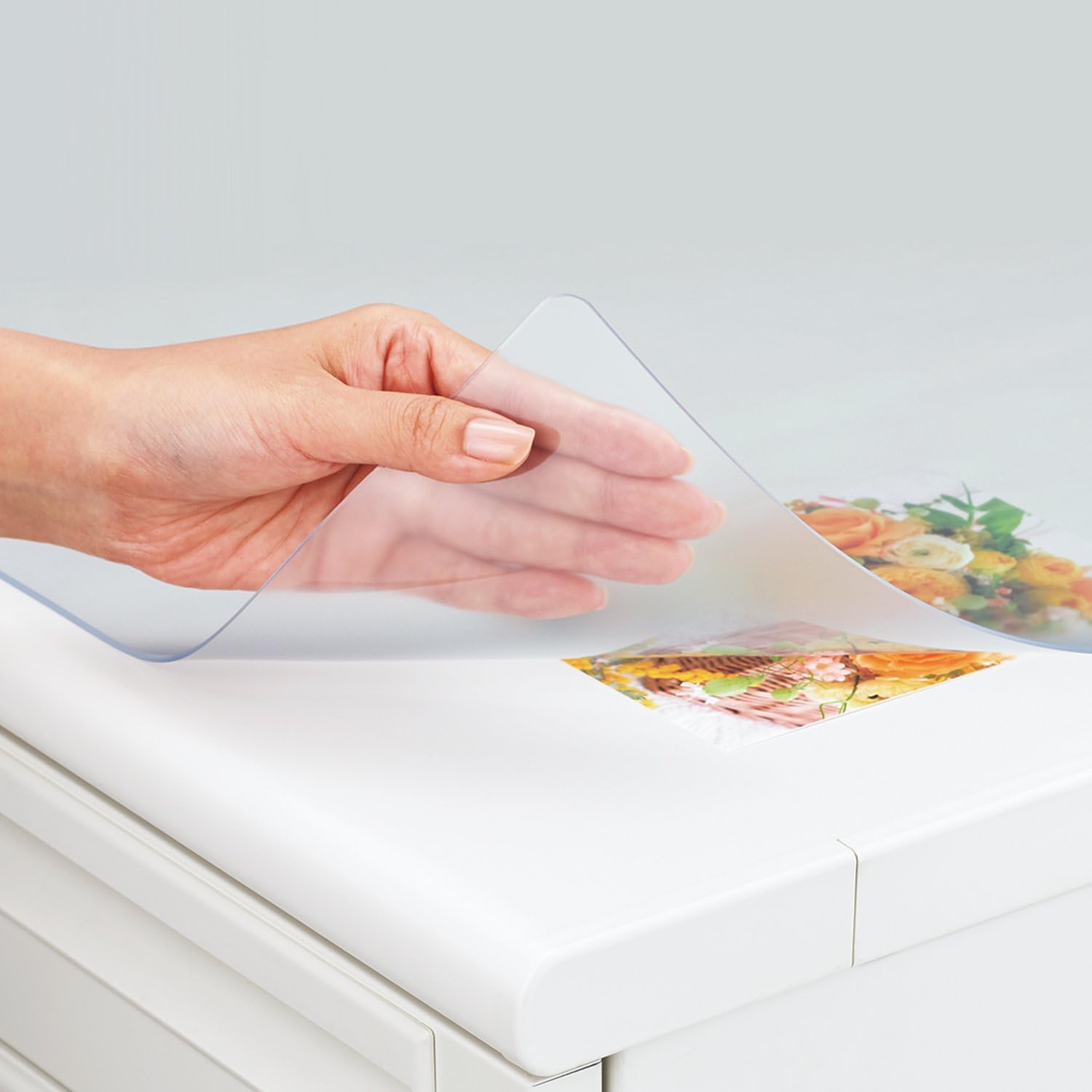 Plus 41342 Desk Mat, Compatible with Mouse, Non-Transfering, Single, 53.2 x 23.2 inches (1390 x 590 mm), Diagonal Cut