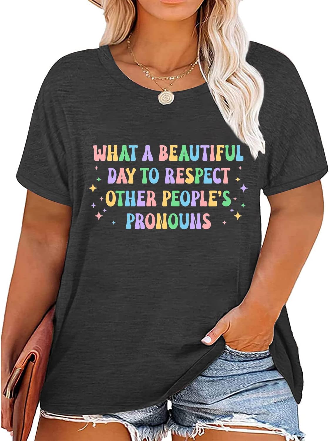 Plus Size Pride Shirt for Women Rainbow Graphic Tees LGBTQ Equality T-Shirt Funny Letter Print Short Sleeve Tops Blouse - Image 4