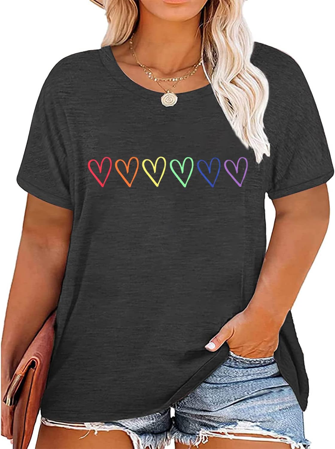 Plus Size Pride Shirt for Women Rainbow Graphic Tees LGBTQ Equality T-Shirt Funny Letter Print Short Sleeve Tops Blouse - Image 10