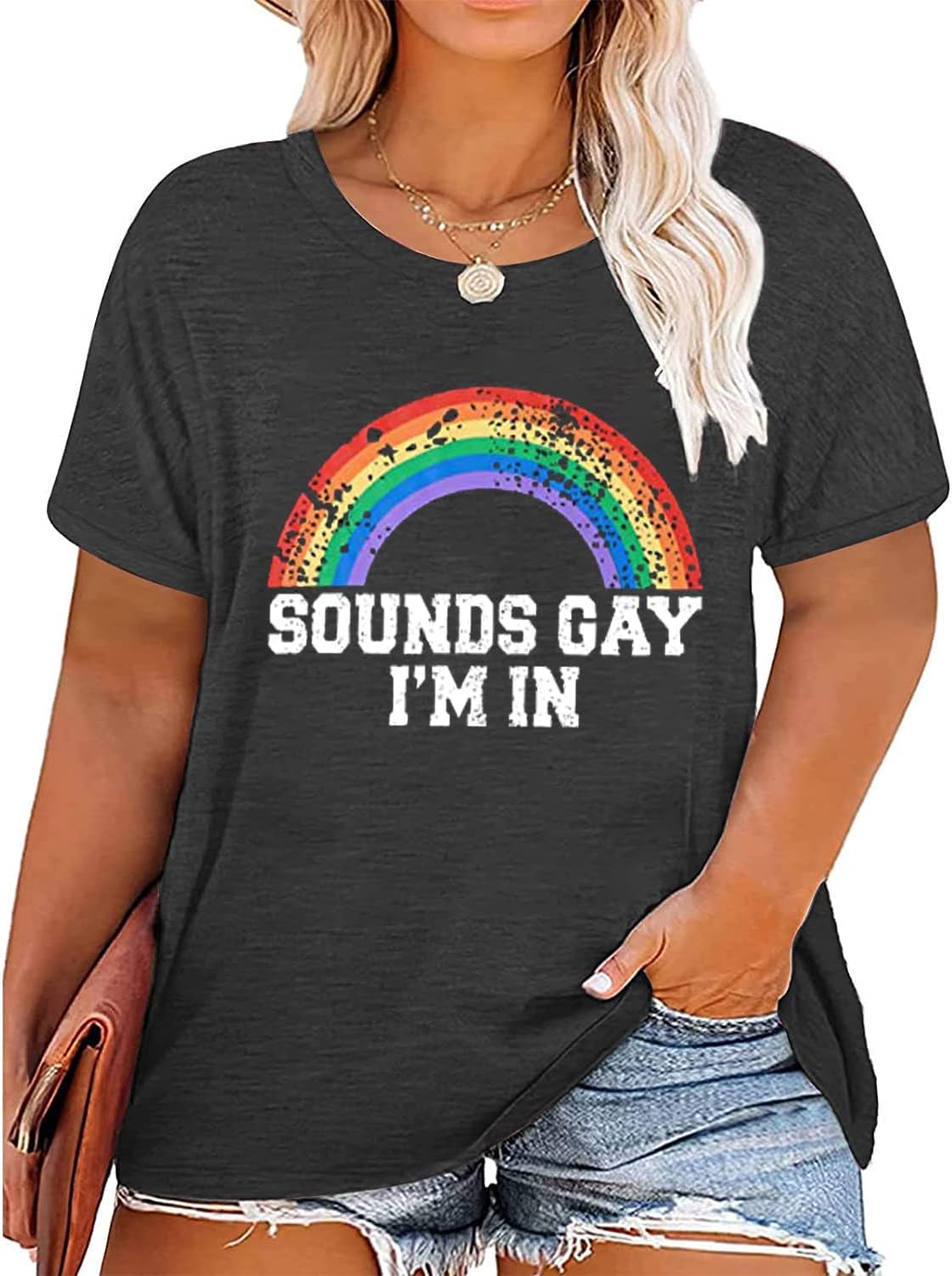 Plus Size Pride Shirt for Women Rainbow Graphic Tees LGBTQ Equality T-Shirt Funny Letter Print Short Sleeve Tops Blouse - Image 7
