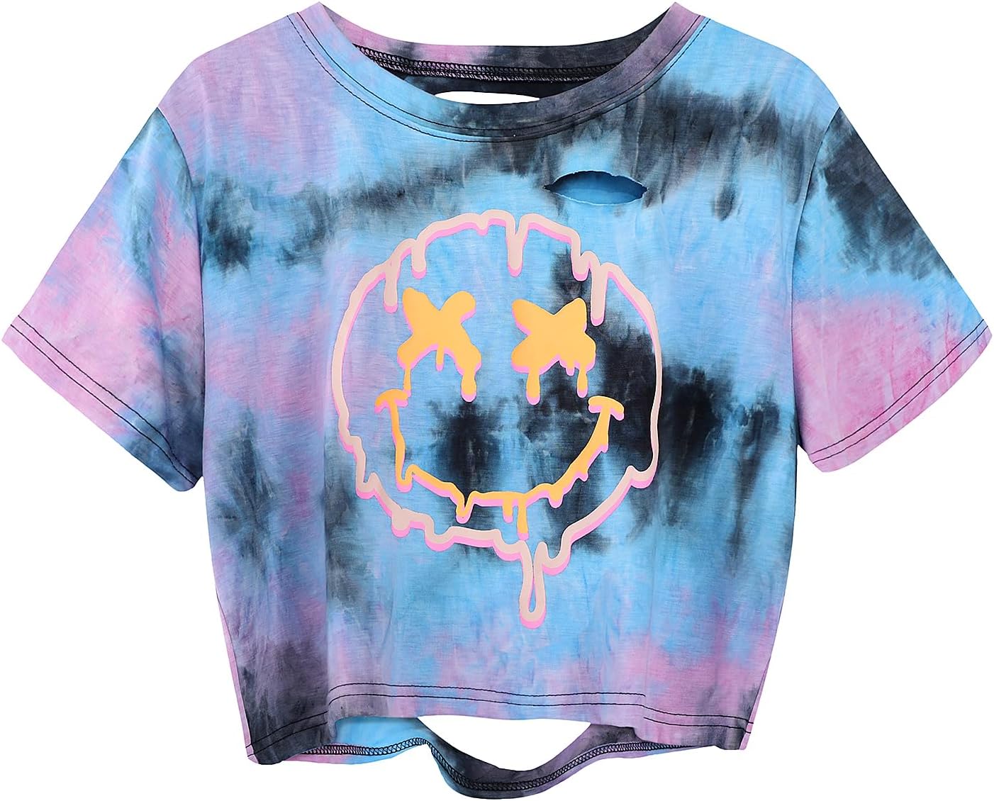 Remidoo Women's Casual Short Sleeve Graphic Print Tie Dye Crop Top T Shirt - Image 28