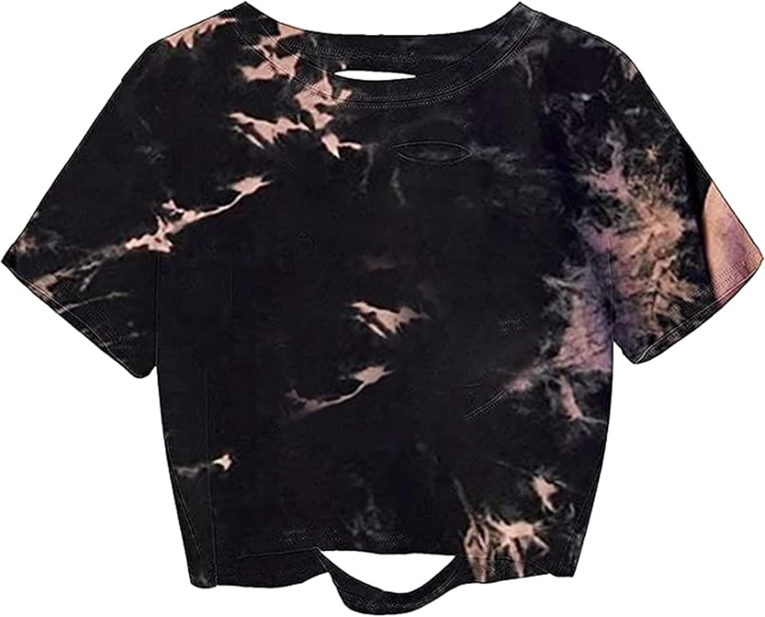 Remidoo Women's Casual Short Sleeve Graphic Print Tie Dye Crop Top T Shirt - Image 7