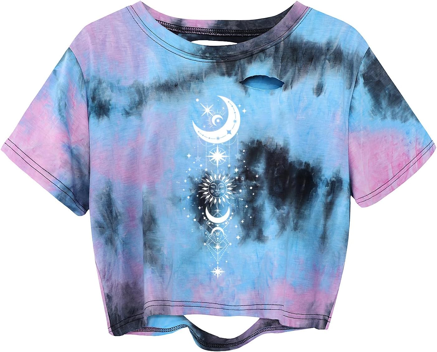 Remidoo Women's Casual Short Sleeve Graphic Print Tie Dye Crop Top T Shirt - Image 20