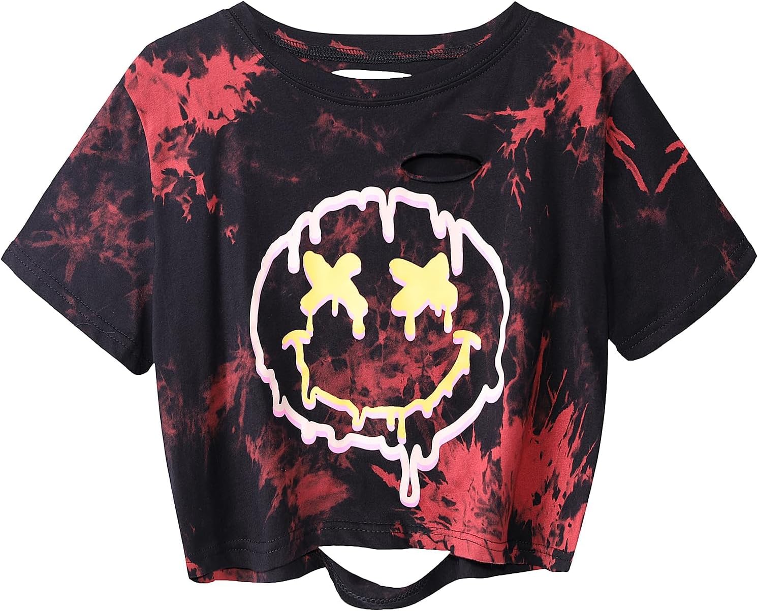 Remidoo Women's Casual Short Sleeve Graphic Print Tie Dye Crop Top T Shirt - Image 25