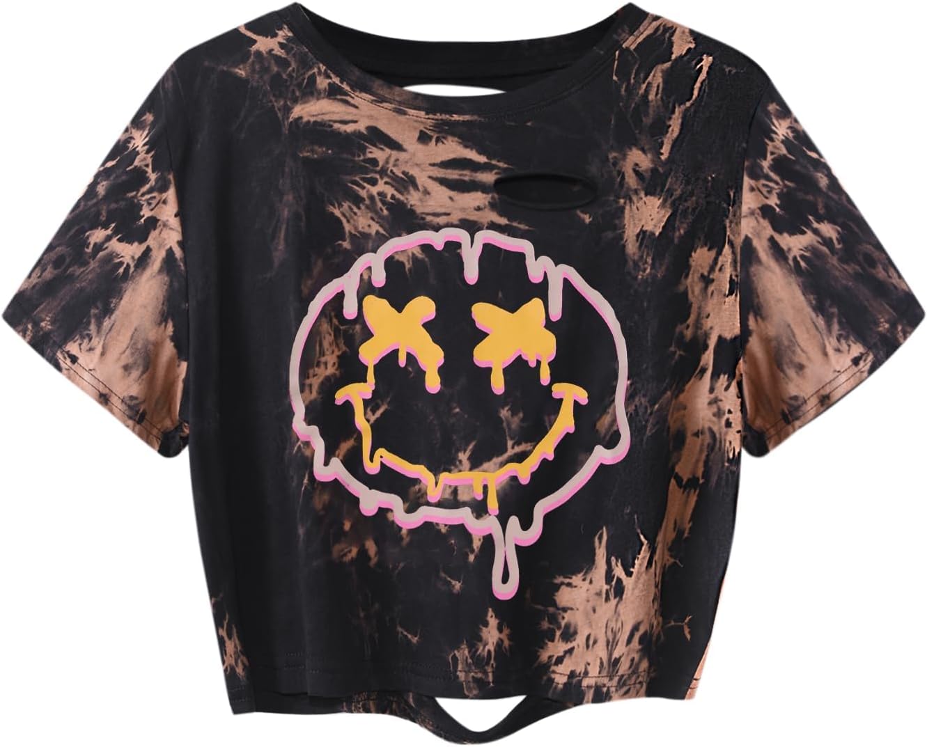 Remidoo Women's Casual Short Sleeve Graphic Print Tie Dye Crop Top T Shirt - Image 14