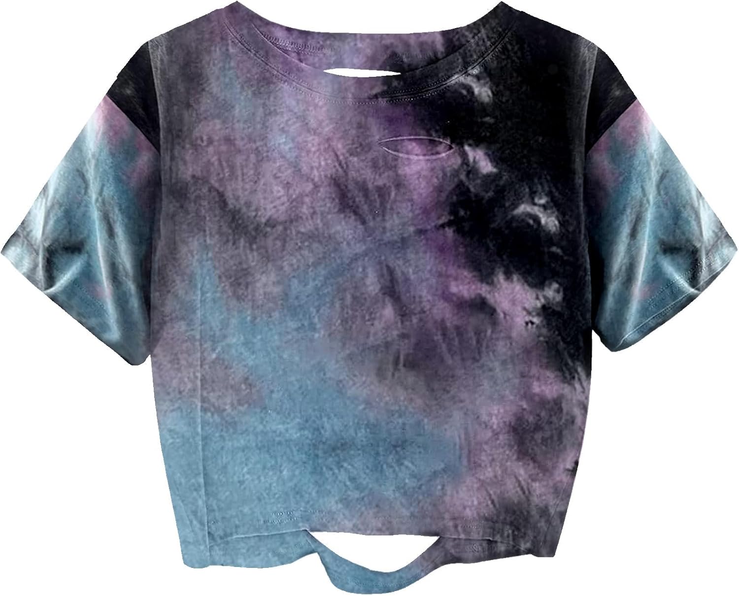 Remidoo Women's Casual Short Sleeve Graphic Print Tie Dye Crop Top T Shirt - Image 34