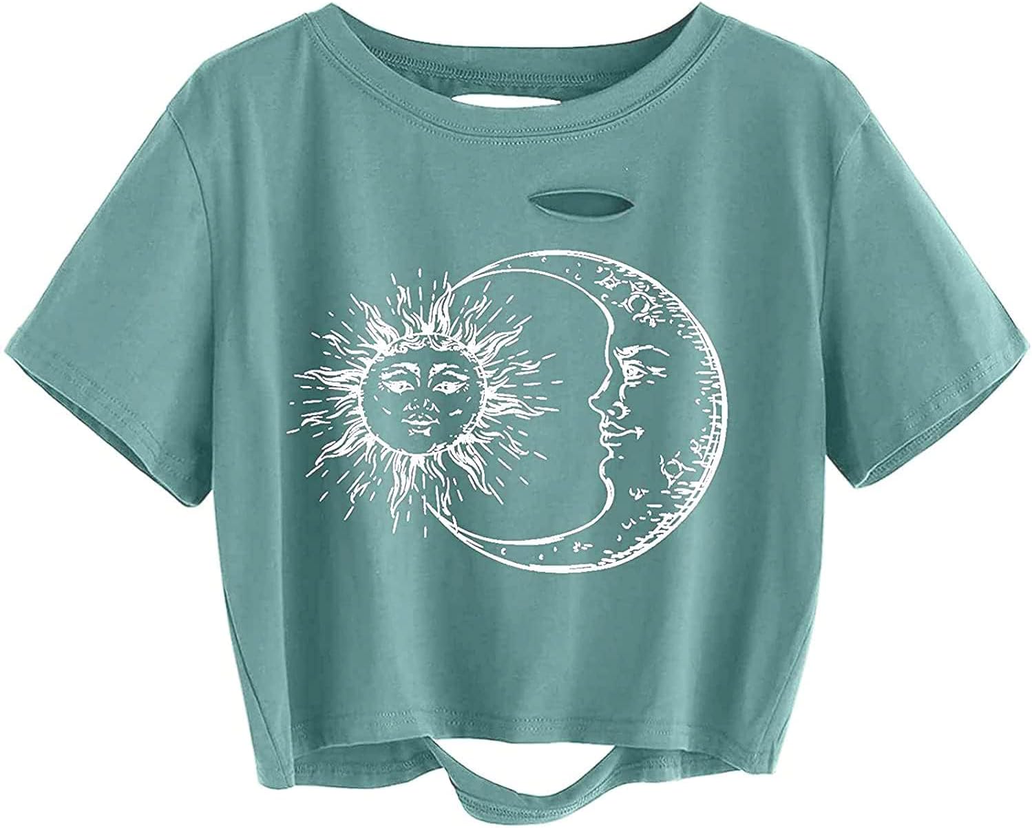 Remidoo Women's Casual Short Sleeve Graphic Print Tie Dye Crop Top T Shirt - Image 19