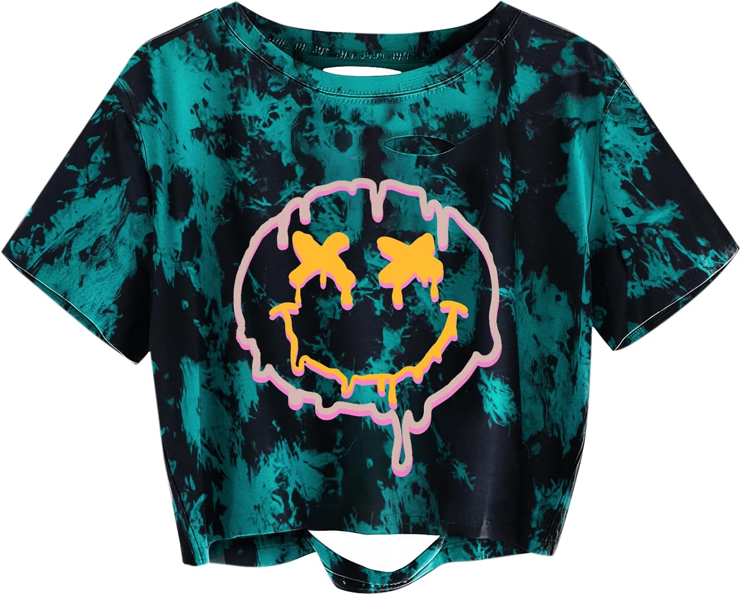 Remidoo Women's Casual Short Sleeve Graphic Print Tie Dye Crop Top T Shirt - Image 18