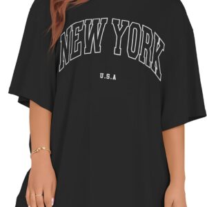 rosemia Oversized Tshirts for Women Summer Short Sleeve Round Neck Graphic Tee Shirt