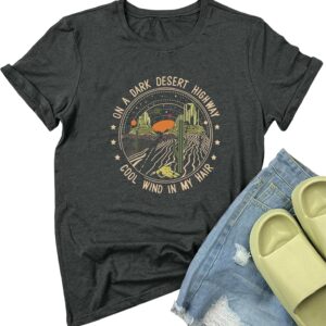 ROSEPARK Women Dark Desert Cute Graphic Tee Shirts