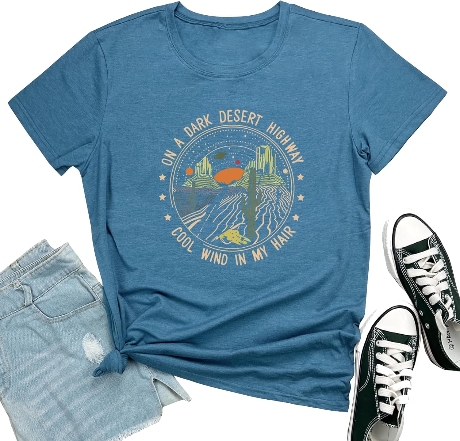 ROSEPARK Women Dark Desert Cute Graphic Tee Shirts - Image 7