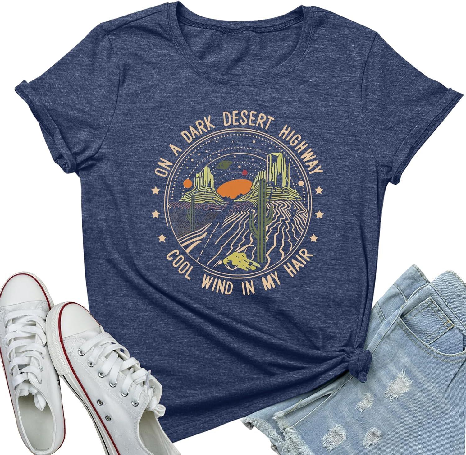 ROSEPARK Women Dark Desert Cute Graphic Tee Shirts - Image 5