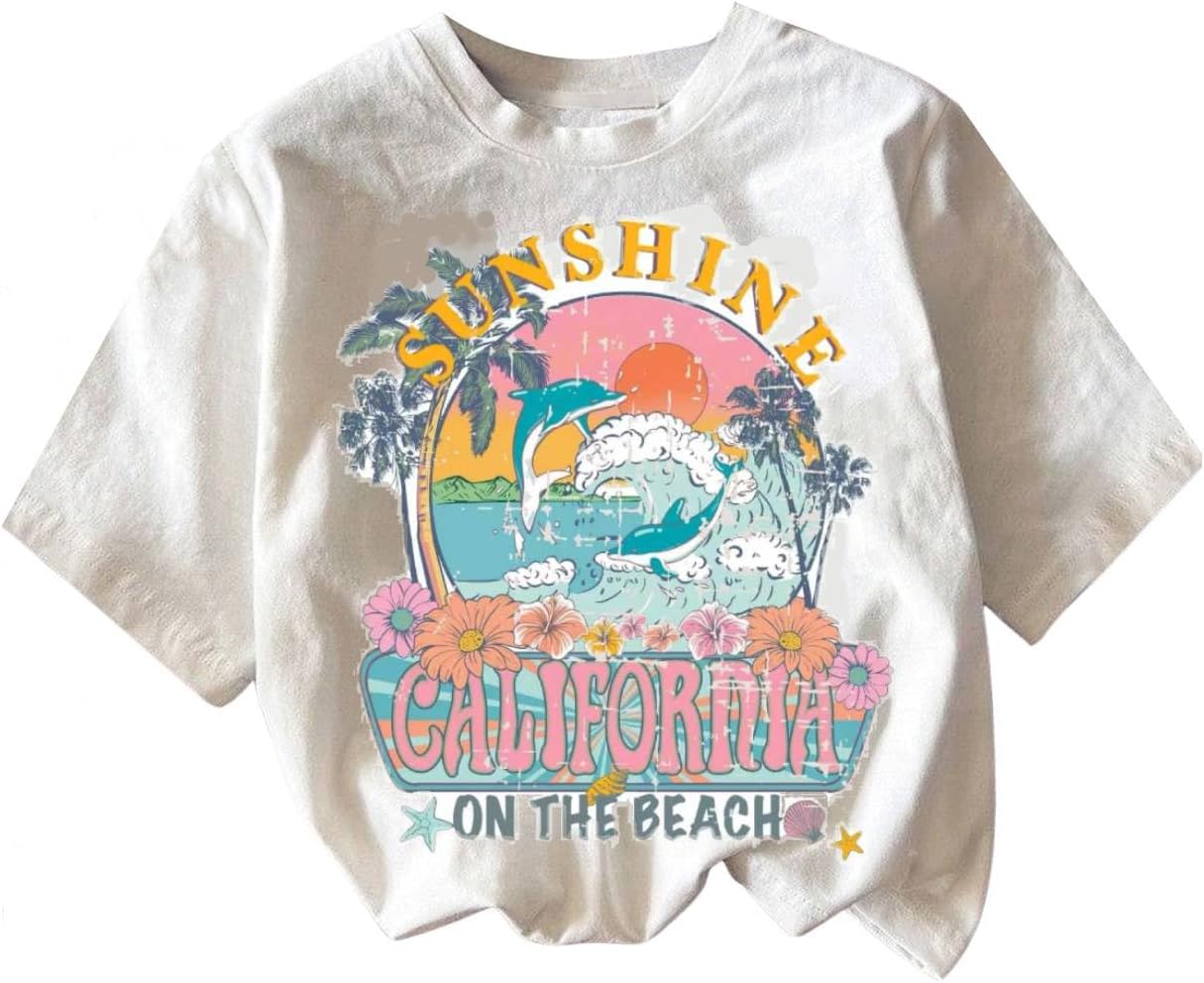 RoseSeek Girl's Graphic Print Tee Shirt Round Neck Short Sleeve T Shirts Summer Cute Trendy Tops - Image 21