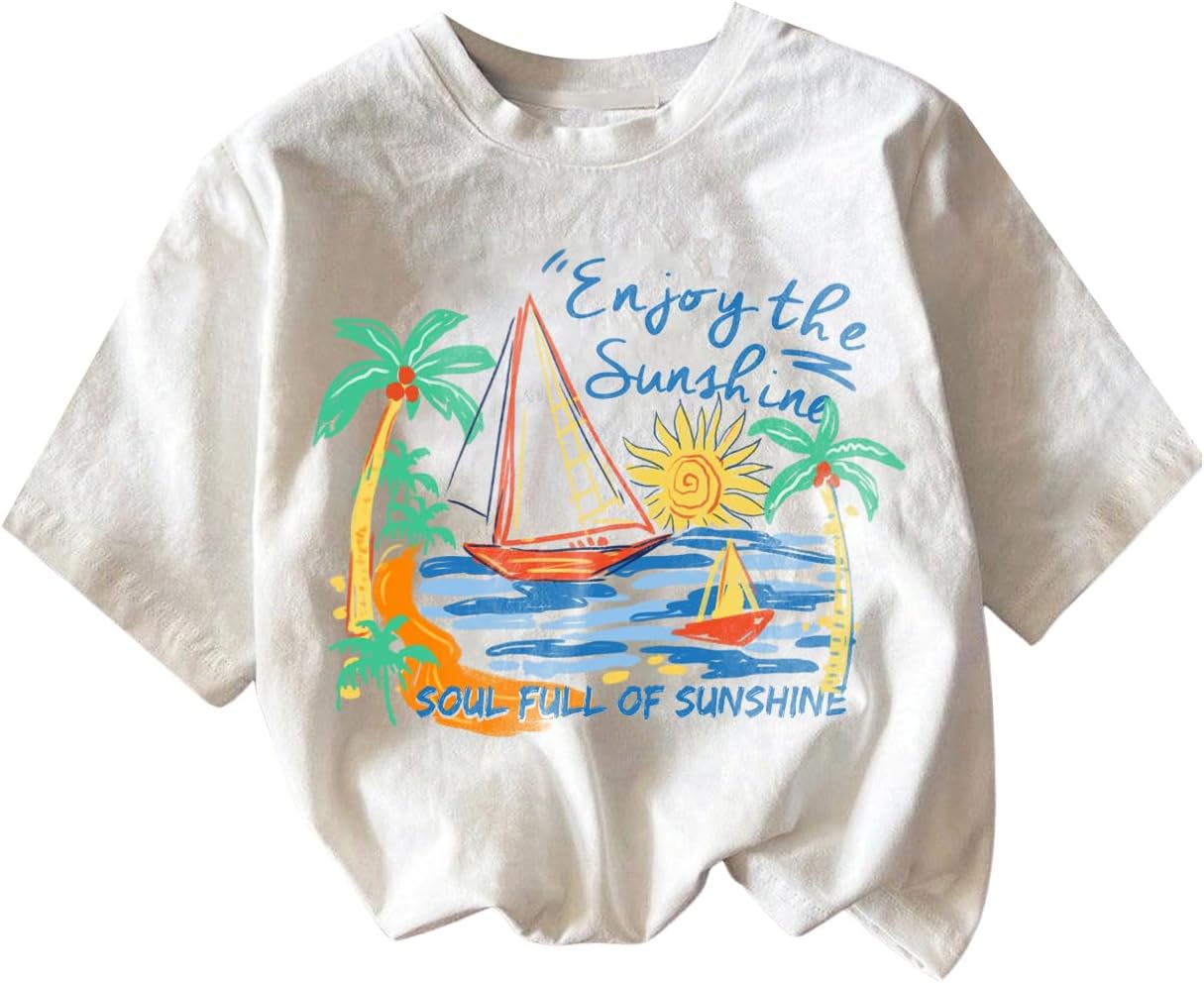 RoseSeek Girl's Graphic Print Tee Shirt Round Neck Short Sleeve T Shirts Summer Cute Trendy Tops - Image 45